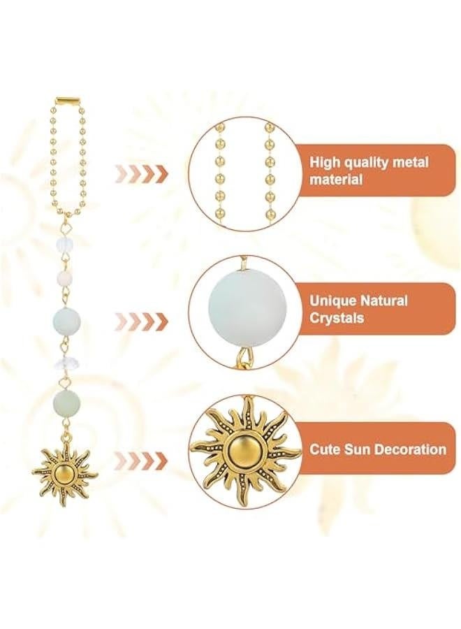 Sun Hanging Car Accessories, Cute Car Rear View Mirror Hanging Charm Handmade Crystals Window Sun Car Decor Boho Dangling Car Ornaments for Women Bag Keychain Car Pendant Accessory - Image 4